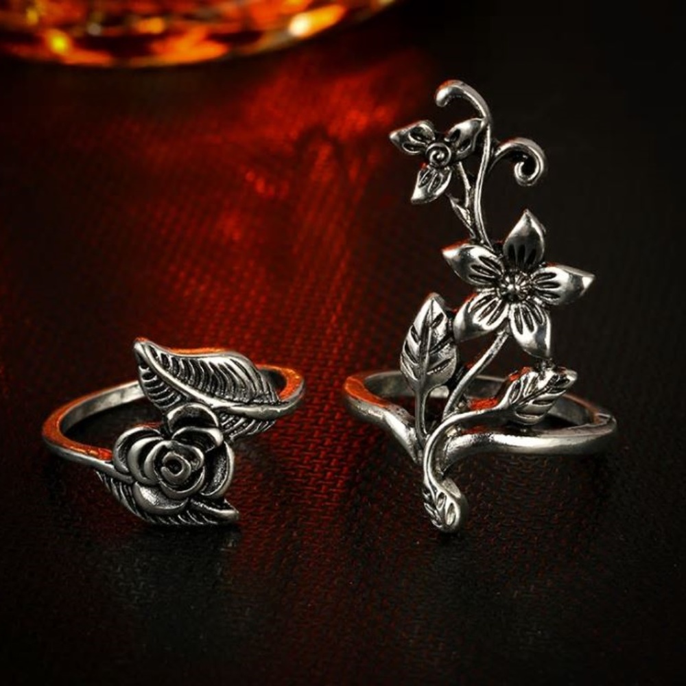 Vintage Rose Flower Ring Set - Picture 6 of 6